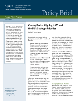 Closing Ranks: Aligning NATO and the EU`s Strategic Priorities