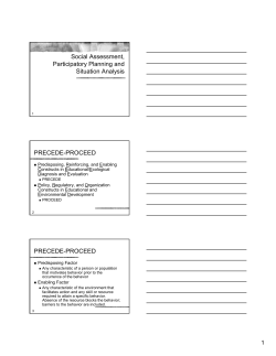 Social Assessment, Participatory Planning and Situation Analysis