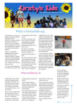 News Letter - Kirsty`s Kids