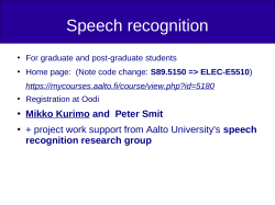 Speech recognition