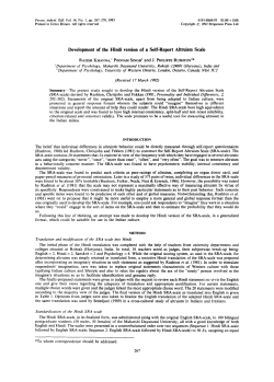 Development of the Hindi version of a Self