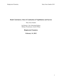 Bomb Calorimetry: Heat of Combustion of Naphthalene and Sucrose