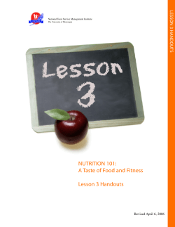 NUTRITION 101: A Taste of Food and Fitness Lesson 3