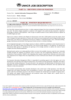 unhcr job description - American University of Beirut