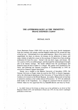 the anthropologist as the `primitive`: franz steiner`s taboo
