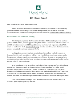 Harold Alfond Foundation 2014 Grant Report