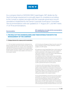 As a company listed on NASDAQ OMX Copenhagen, NKT abides by