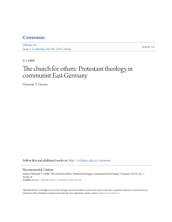 The church for others: Protestant theology in communist East Germany