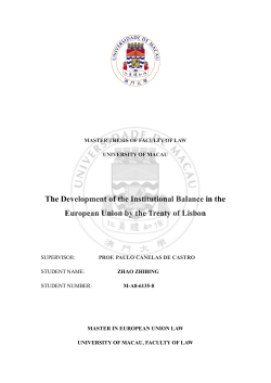 The Development of the Institutional Balance in the European Union