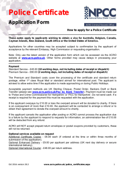 Police Certificate - ACRO Criminal Records Office
