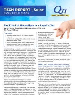 The Effect of Nucleotides in a Piglet`s Diet