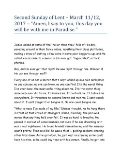 Second Sunday of Lent &ndash; March 11/12, 2017 &ndash; &ldquo;Amen, I say to you