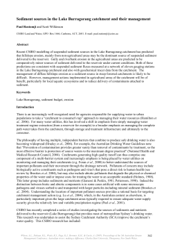 Sediment sources in the Lake Burragorang catchment and their