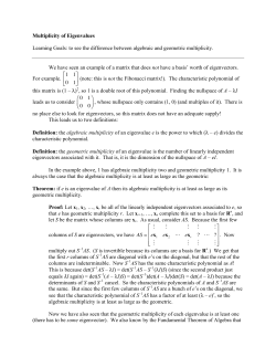44 Multiplicity of Eigenvalues
