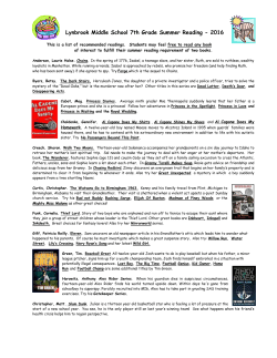 Lynbrook Middle School 7th Grade Summer Reading