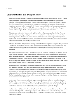 Government action plan on asylum policy