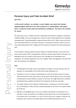 Personal Injury and Fatal Accident Brief