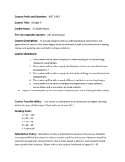 Course Prefix and Number: ART 1443 Course Title: Design II Credit