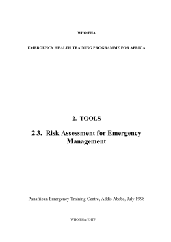 2.3. Risk Assessment for Emergency Management