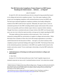 The IRS University Compliance Project Report on UBIT Issues