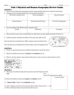 Unit 1 Review Guide 2016