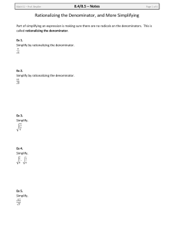 Rationalizing the Denominator, and More Simplifying