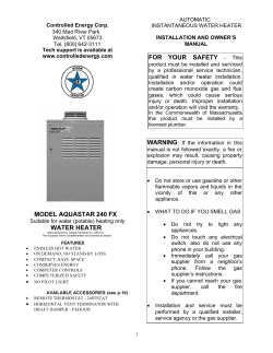 MODEL AQUASTAR 240 FX WATER HEATER FOR YOUR SAFETY