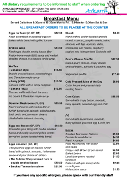 Menu - Arkarra Tea Gardens