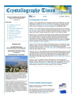 Crystallography Times Vol. 5, No. 8 (2013)