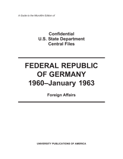 Confidential U.S. State Department Central Files, Federal Republic