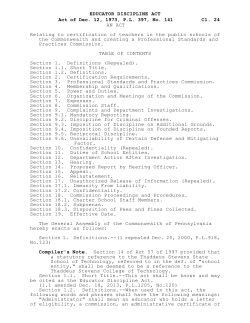 EDUCATOR DISCIPLINE ACT Cl. 24 Act of Dec. 12, 1973, P.L. 397