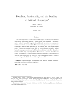 Populism, Partisanship, and the Funding of Political Campaigns