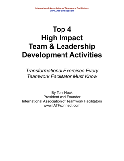 Top 4 High Impact Team and Leadership Activities