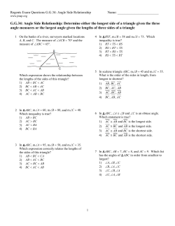 G.G.34: Angle Side Relationship: Determine either the longest side