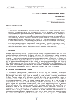 Environmental Impacts of Canal Irrigation in India