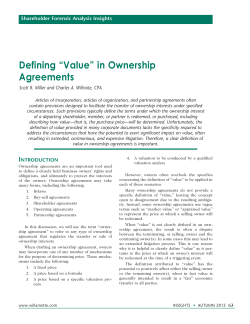 Defining &ldquo;Value&rdquo; in Ownership Agreements