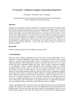 IT Security: A Human Computer Interaction Perspective
