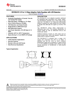 DS15EA101 0.15 to 1.5 Gbps Adaptive Cable Equalizer