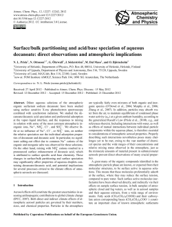 Surface/bulk partitioning and acid/base speciation of aqueous