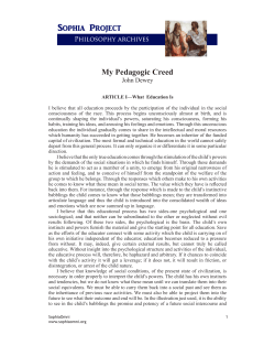 My Pedagogic Creed