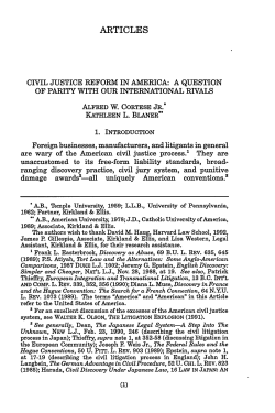 Civil Justice Reform in America: A Question of Parity