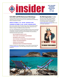 No Mid September Insider Fall 2009 CalSTRS Retirement Workshops