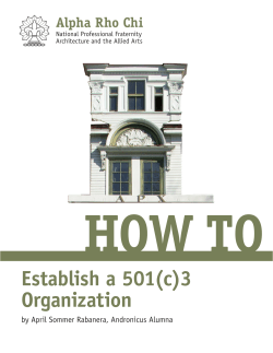 Establish a 501(c)3 Organization