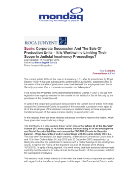 Spain: Corporate Succession And The Sale Of