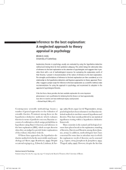 Inference to the best explanation: A neglected approach to theory