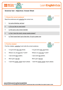Grammar test &ndash; Adjectives: Answer Sheet