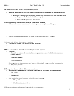 Biology-1 Ch. 5 The Working Cell Lecture Outline 1 &ndash; &ndash; &ndash; &ndash; &ndash; &ndash;