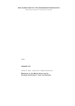 Mechanics in the Mohist Canon and Its European Counterpart: Texts