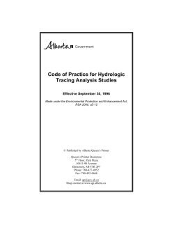 Code of Practice for Hydrologic Tracing Analysis Studies