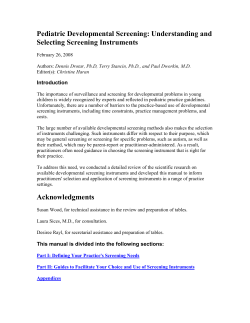 Pediatric Developmental Screening: Understanding and